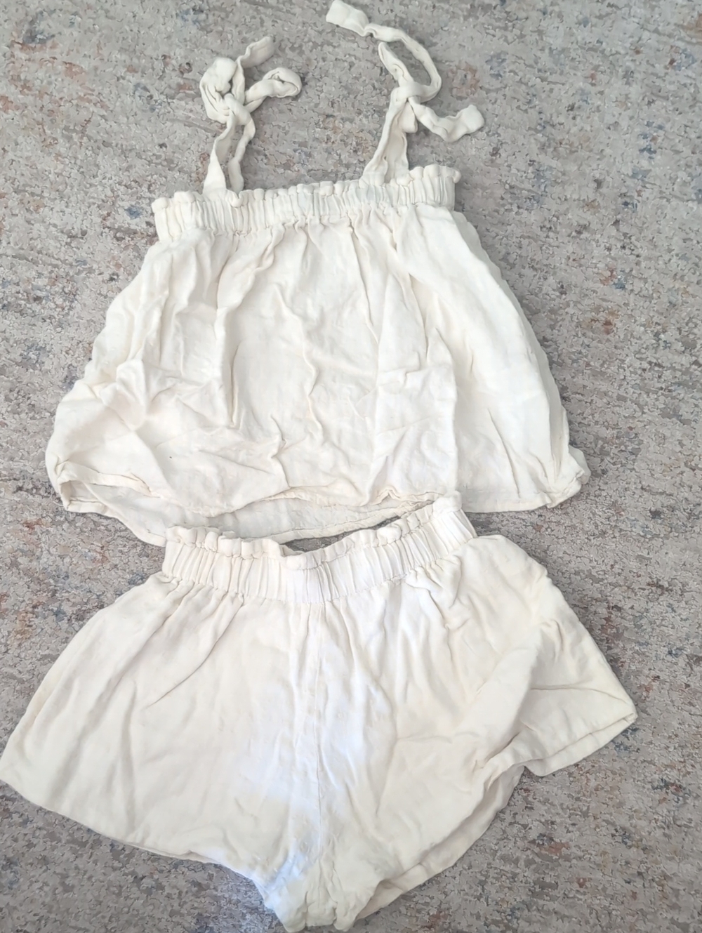 Rylee + Cru Cream Girls Two-Piece Tank & Shorts Matching Set